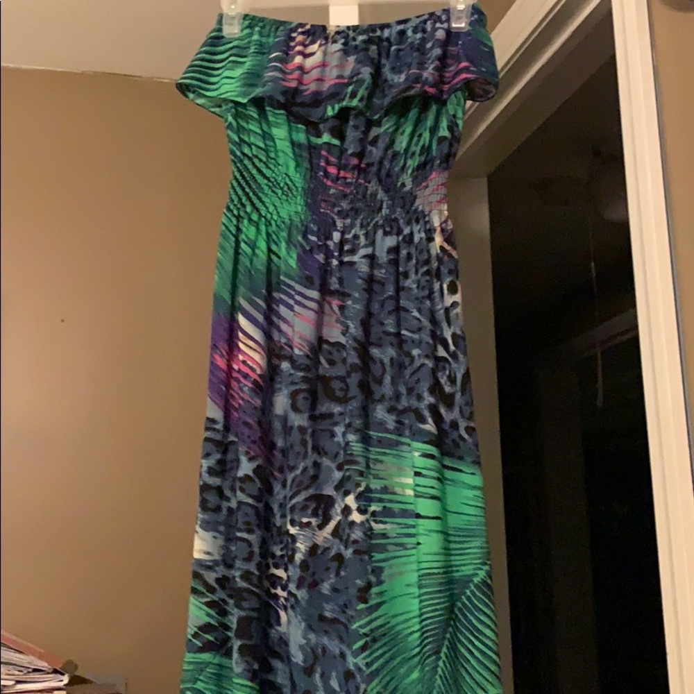 Strapless colorful summer dress